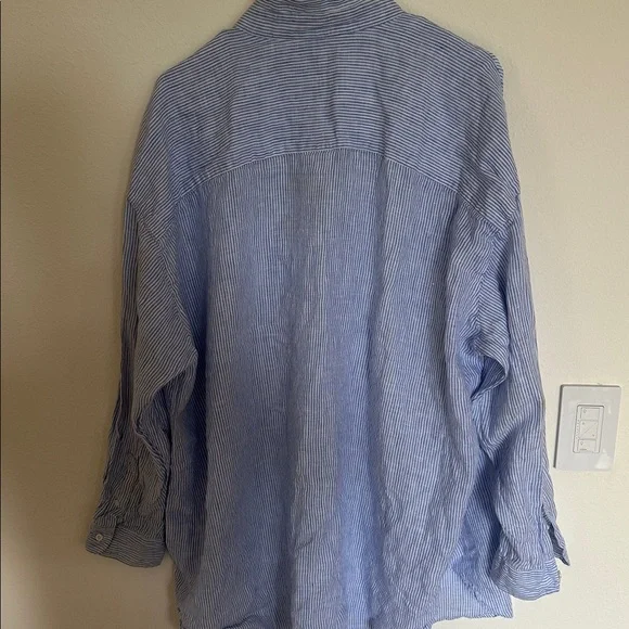 Frank & Eileen Mackenzie Linen Button-Down | Blue Stripe OS - Picture 6 of 8